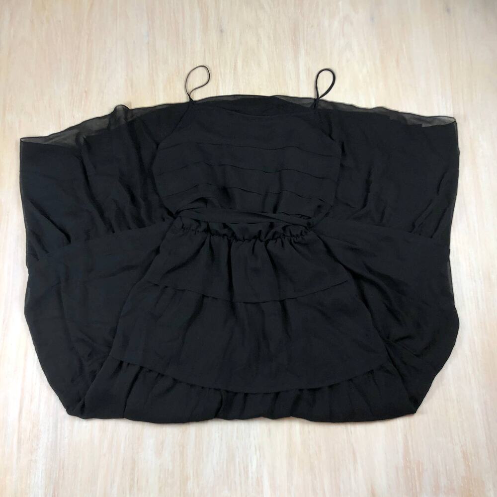Max Studio Black Tiered Spaghetti Strap Sleeveless Chiffon Midi Summer Dress M